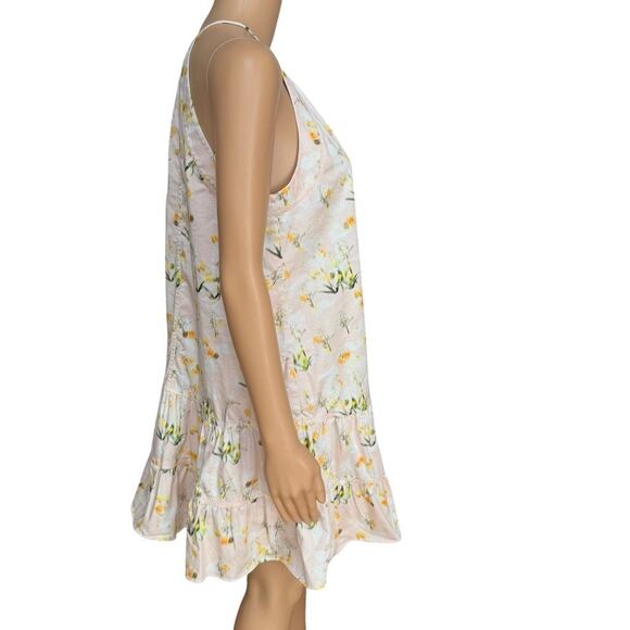 Rebecca Taylor ballet combo dress blush floral shift halter size 4 cotton - Picture 3 of 8